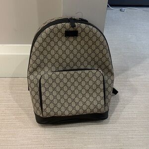 Gucci Monogram Beige and Black Backpack